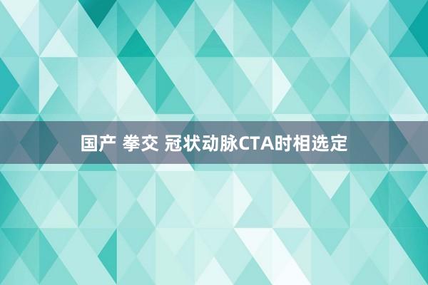 国产 拳交 冠状动脉CTA时相选定