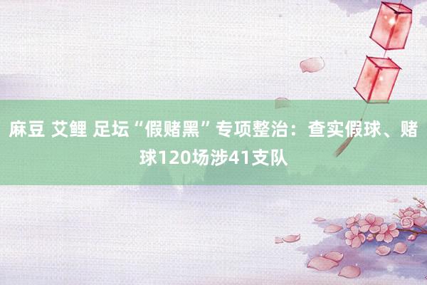 麻豆 艾鲤 足坛“假赌黑”专项整治：查实假球、赌球120场涉41支队