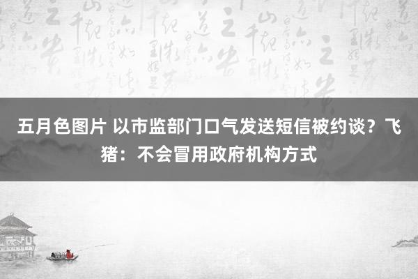 五月色图片 以市监部门口气发送短信被约谈？飞猪：不会冒用政府机构方式