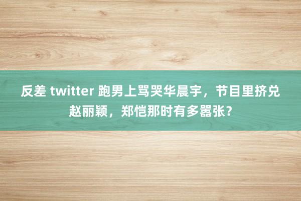 反差 twitter 跑男上骂哭华晨宇，节目里挤兑赵丽颖，郑恺那时有多嚣张？