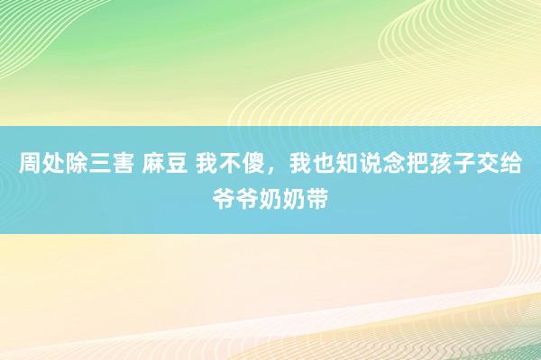 周处除三害 麻豆 我不傻，我也知说念把孩子交给爷爷奶奶带