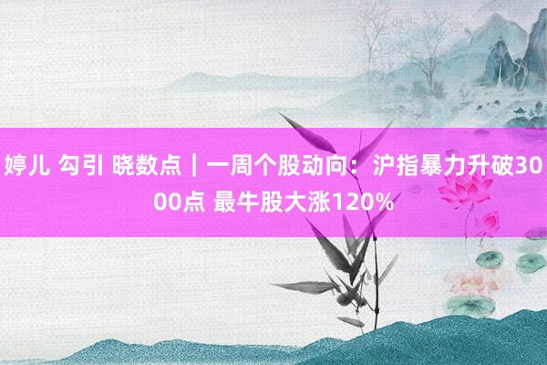 婷儿 勾引 晓数点｜一周个股动向：沪指暴力升破3000点 最牛股大涨120%