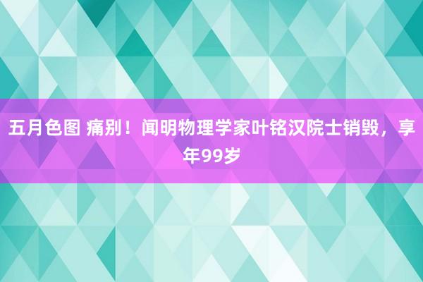 五月色图 痛别！闻明物理学家叶铭汉院士销毁，享年99岁