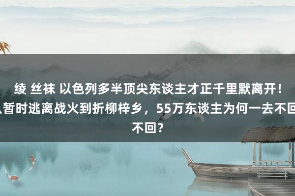 绫 丝袜 以色列多半顶尖东谈主才正千里默离开！从暂时逃离战火到折柳梓乡，55万东谈主为何一去不回？