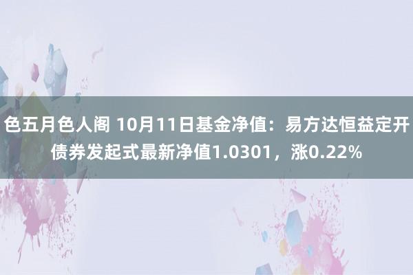 色五月色人阁 10月11日基金净值：易方达恒益定开债券发起式最新净值1.0301，涨0.22%