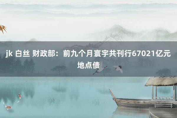 jk 白丝 财政部：前九个月寰宇共刊行67021亿元地点债