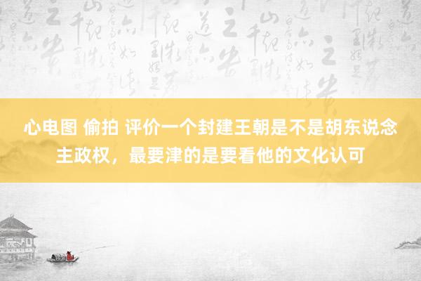 心电图 偷拍 评价一个封建王朝是不是胡东说念主政权，最要津的是要看他的文化认可