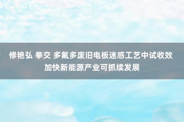 修艳弘 拳交 多氟多废旧电板迷惑工艺中试收效 加快新能源产业可抓续发展