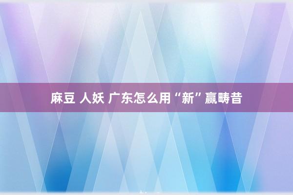 麻豆 人妖 广东怎么用“新”赢畴昔