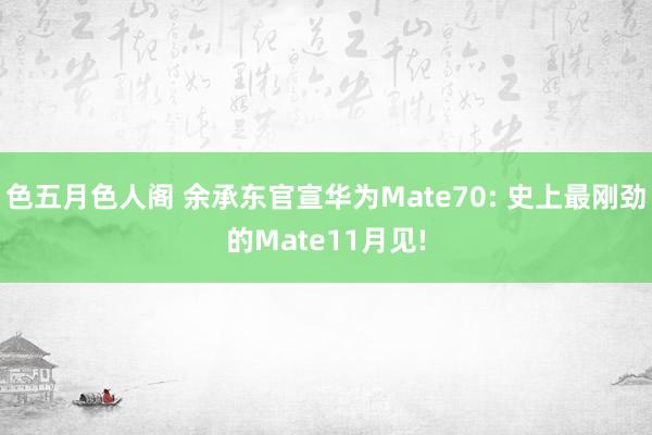 色五月色人阁 余承东官宣华为Mate70: 史上最刚劲的Mate11月见!