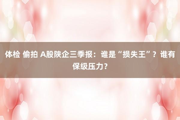 体检 偷拍 A股陕企三季报：谁是“损失王”？谁有保级压力？