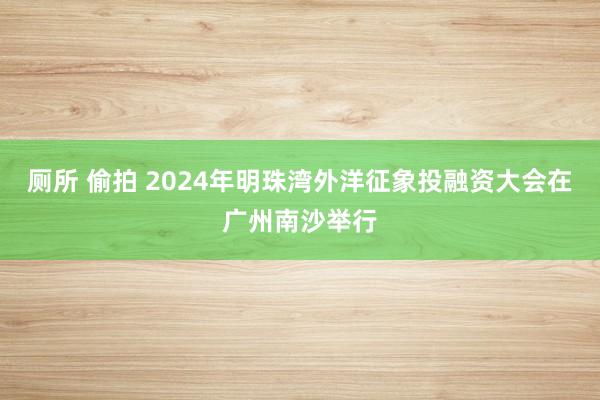 厕所 偷拍 2024年明珠湾外洋征象投融资大会在广州南沙举行