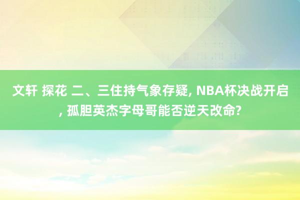 文轩 探花 二、三住持气象存疑， NBA杯决战开启， 孤胆英杰字母哥能否逆天改命?