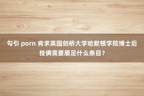 勾引 porn 肯求英国剑桥大学哈默顿学院博士后技俩需要餍足什么条目？