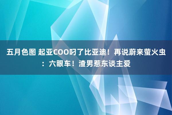 五月色图 起亚COO叼了比亚迪！再说蔚来萤火虫：六眼车！渣男惹东谈主爱