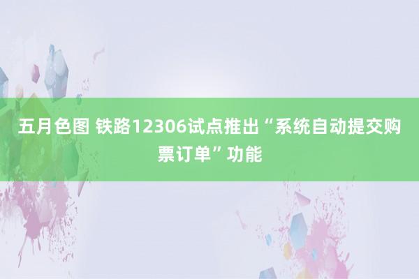 五月色图 铁路12306试点推出“系统自动提交购票订单”功能