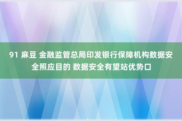 91 麻豆 金融监管总局印发银行保障机构数据安全照应目的 数据安全有望站优势口