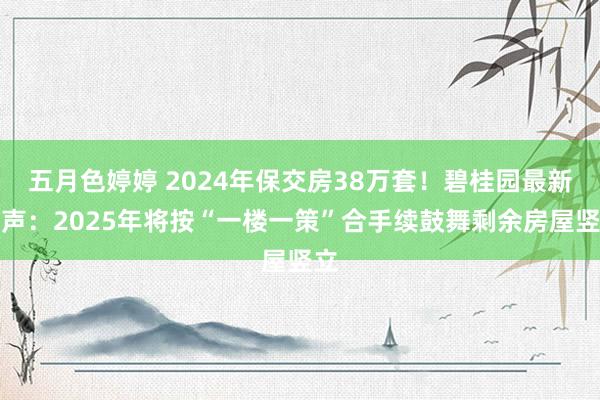 五月色婷婷 2024年保交房38万套！碧桂园最新发声：2025年将按“一楼一策”合手续鼓舞剩余房屋竖立