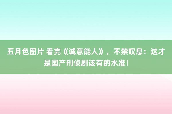 五月色图片 看完《诚意能人》，不禁叹息：这才是国产刑侦剧该有的水准！