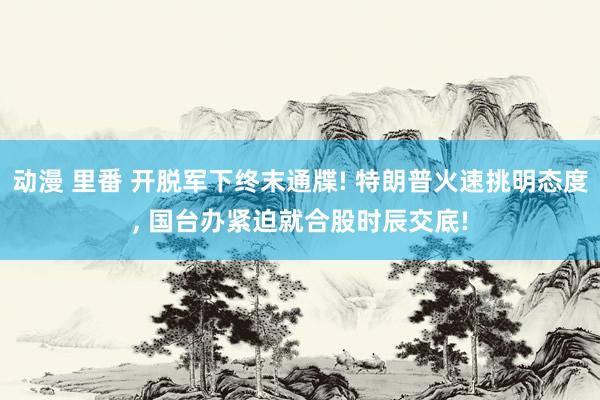 动漫 里番 开脱军下终末通牒! 特朗普火速挑明态度， 国台办紧迫就合股时辰交底!