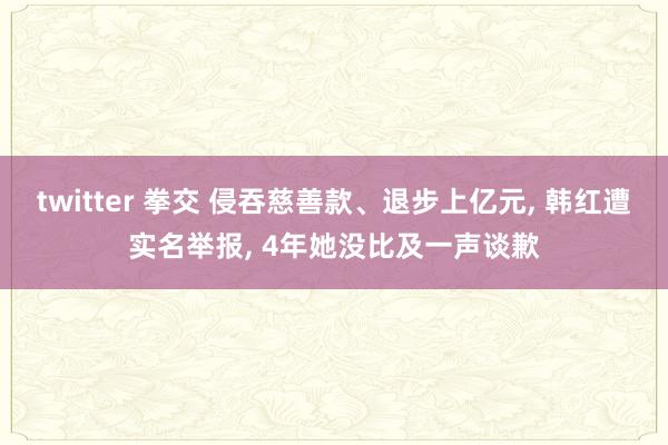 twitter 拳交 侵吞慈善款、退步上亿元， 韩红遭实名举报， 4年她没比及一声谈歉